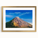 Extra large abstract art print of Central American scenery in gold frame, with textured design, ideal for living room decor.