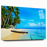 Acrylic print of a Central American landscape, featuring lush greenery and a serene lake.