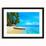 Extra large framed abstract print of a colorful, textured Central American scenery on canvas, ideal for living room decor.