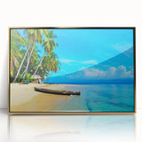 Framed acrylic print of a vibrant Panama landscape in mid-century modernist style, suited for modern art wall decor.