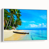 Vintage poster art of a Central American scenery on extra large framed canvas.