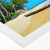 Art deco poster of a Central American Panama scenery in muted earth tones on rolled canvas.