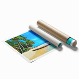 Large rolled print of a Panama landscape with lush greenery and vibrant flowers.