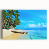 Black and white photograph of Panama scenery on stretched canvas, ideal for kitchen wall art.