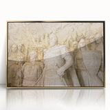 Art deco poster of an Albanian landscape in gold tones on framed acrylic, ideal for modern art wall decor.