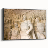 Black and white framed canvas of a vintage European landscape, ideal for bedroom wall art.