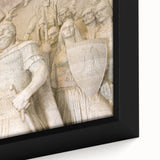 Framed canvas featuring a textured, colorful European landscape in black, ideal for living room decor.