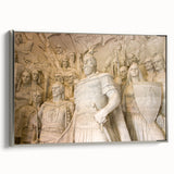 Framed canvas depicting a vintage-style Albanian landscape, with vibrant colors on a black background.