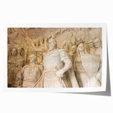 Rolled canvas print of an Albanian landscape with vibrant green fields and distant mountains, ideal for art wall dining room.