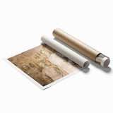 Rolled print featuring a serene Albanian landscape with vibrant floral elements, ideal for classy bathroom wall art.