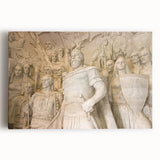 Black and white photograph of a scenic Albanian landscape on stretched canvas, ideal for kitchen wall art.