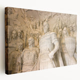 Side view of a large stretched canvas featuring a scenic European Albanian landscape, ideal for kitchen wall art.