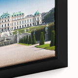 Extra large framed canvas featuring a textured, colorful Austrian landscape in black, ideal for living room decor.