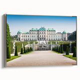 Landscape art painting of a scenic Austrian village on a framed canvas, featuring vibrant colors and vintage poster style.