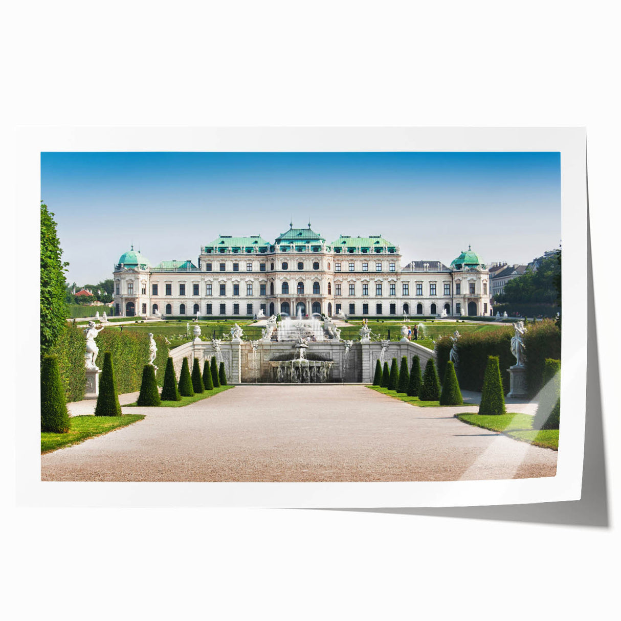 European landscape with floral motifs in soft earth tones on a rolled canvas, suitable for dining room or bathroom decor.