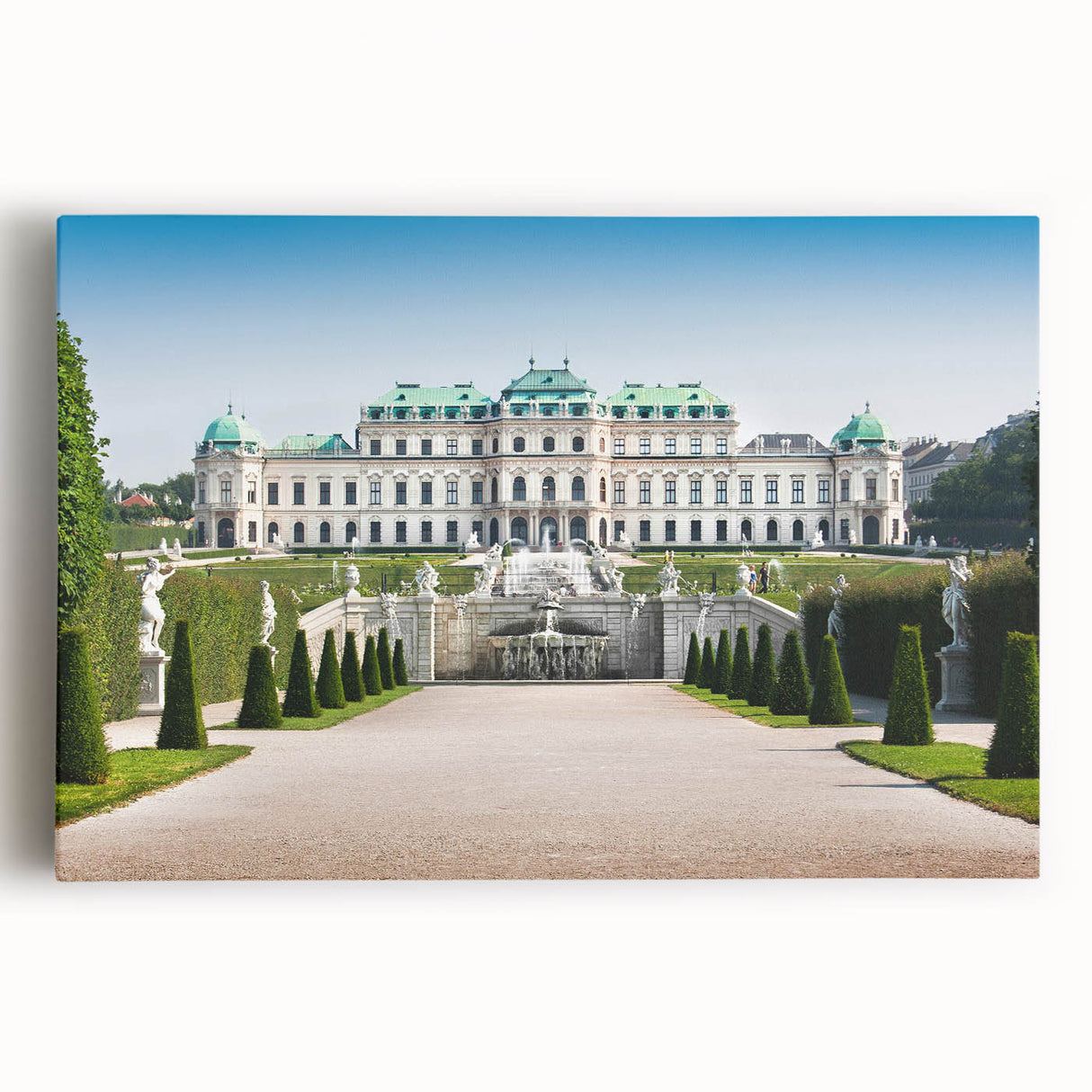 Black and white stretched canvas of a European cityscape, ideal for kitchen wall art or bedroom ambiance.