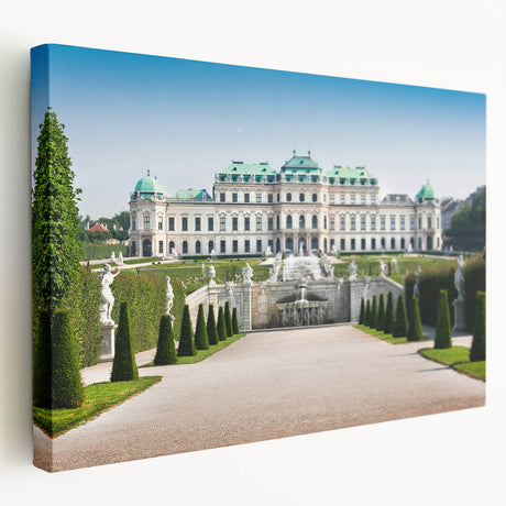 Panoramic view of an Austrian landscape on stretched canvas, showcasing muted earth tones, ideal for kitchen wall art.