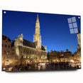 Acrylic print of a European cityscape with muted earth tones, ideal for dining room decor.