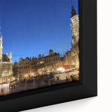 Extra large framed canvas of a textured, colorful European scenery, ideal for living room decor.