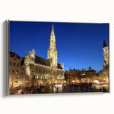 Framed canvas depicting a vintage-style Belgian landscape with colorful art elements.