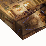 Large art of a black and white Belgian landscape on stretched canvas, ideal for bedroom decor.