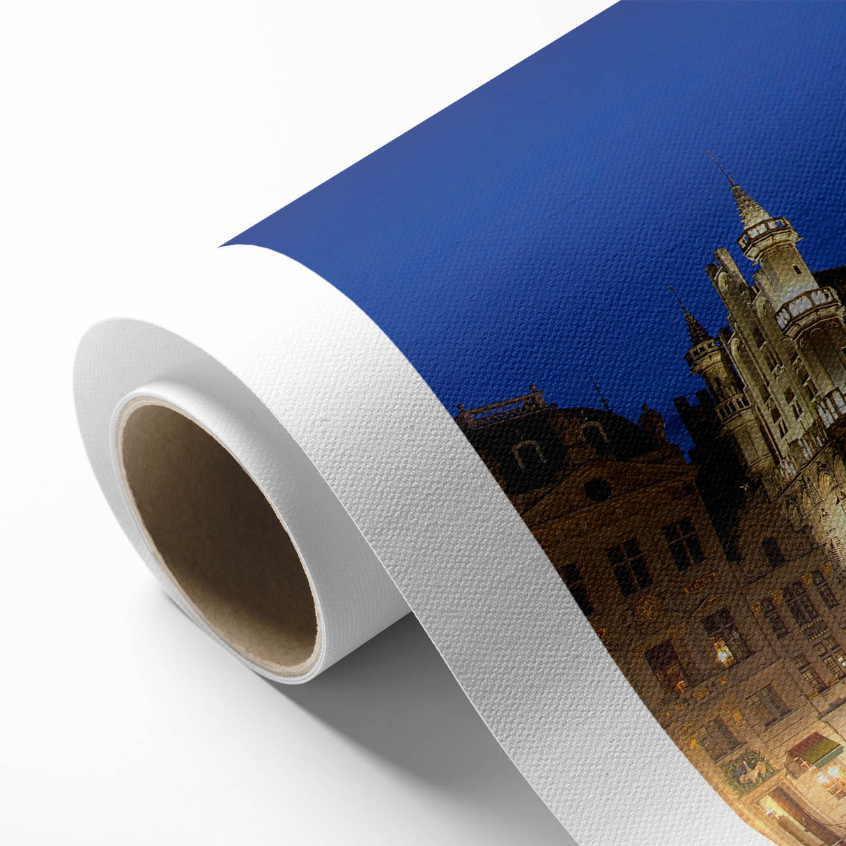 Art Deco poster of a European Belgium scenery in muted colors on rolled canvas, ideal for nursery wall art.