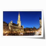 Extra large rolled print of a European scenery with vibrant floral elements, ideal for dining room wall art.