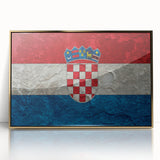 Art deco poster of a Croatian landscape in gold tones, framed acrylic, ideal for modern art wall decor.