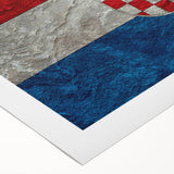 Art deco poster of a Croatian coastal town in pastel shades on rolled canvas, ideal for dining room wall art.