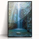 Large abstract wall art depicting a European Cyprus landscape in muted earth tones on framed acrylic.