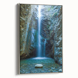 Landscape art painting of a European scenery on framed canvas, featuring muted earth tones and vintage poster style.