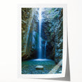 Rolled print of a serene Cyprus landscape featuring lush greenery and floral elements, ideal for dining room wall art.