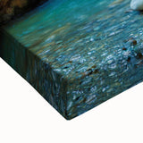 Black and white landscape painting of a European scenery on a large stretched canvas, ideal for bedroom wall art.