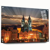 Acrylic glass print of a Czech Republic landscape in muted earth tones, suitable for bedroom or dining room decor.