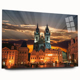 Acrylic print of a large abstract depiction of the Czech Republic landscape in muted earth tones.