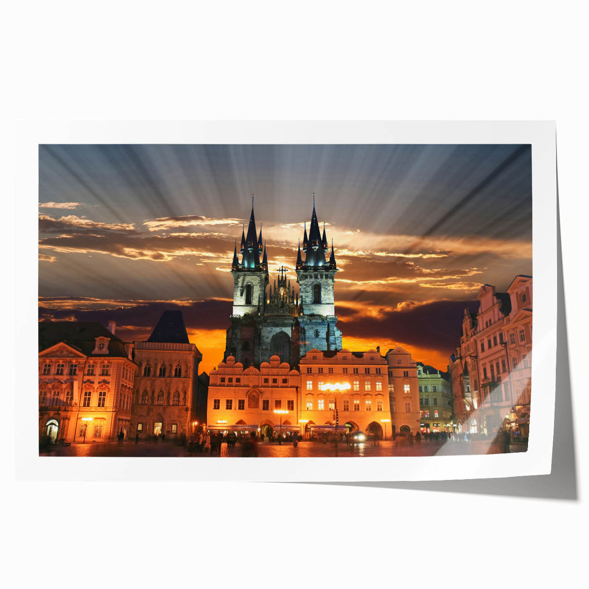 Rolled print of a Czech Republic landscape with vibrant green and blue tones, ideal for dining room wall art.
