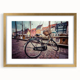 Abstract art print of a European scenery in Denmark, featuring muted earth tones on a framed canvas.