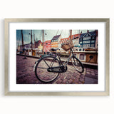 Extra large framed abstract art print of a European scenery in muted earth tones, ideal for living room decor.