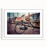 Abstract textured art print of a European landscape in muted earth tones, framed with a white mat, ideal for bedroom decor.