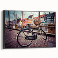 Black and white framed canvas of a vintage Danish landscape, ideal for bedroom wall decor.