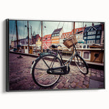 Black and white framed canvas of a vintage Danish landscape, ideal for bedroom wall decor.