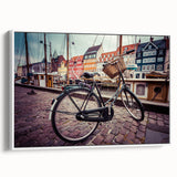 Landscape art painting of a European countryside on framed canvas, featuring vibrant greens and blues.