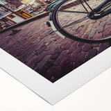 Art deco poster of a serene Denmark landscape in muted blues and greens on rolled canvas, suitable for dining room decor.