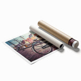 Extra large floral art on rolled print depicting Denmark scenery, in muted tones.