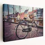 Large art print of a European scenery in Denmark on stretched canvas, in muted earth tones, suitable for kitchen wall art.