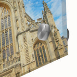 Mid-century modernist abstract depiction of Bath, England in muted earth tones on large acrylic glass.