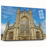 Acrylic print of a European cityscape in muted earth tones, suitable for dining room or bedroom decor.