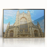 Art Deco poster of Bath, England in acrylic frame, featuring gold and teal tones, ideal for modern art wall decor.