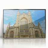 Large art print of Bath, England, in muted gray and silver tones on acrylic, framed, ideal for modern art wall decor.