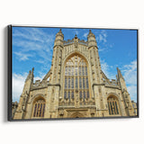Black and white wall art of Bath, England landscape on framed canvas, ideal for bedroom decor.
